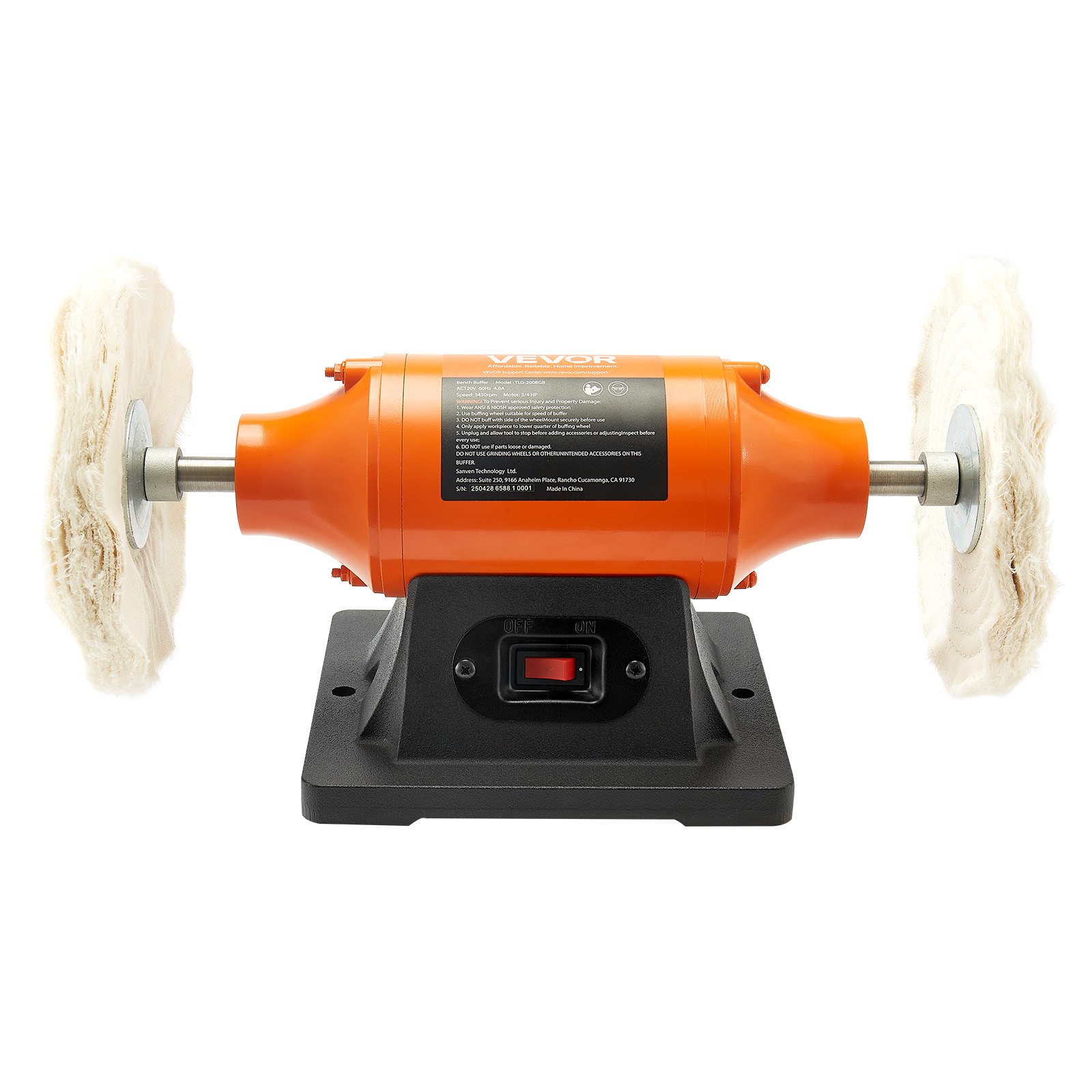 VEVOR 3/4HP Bench Buffer Polisher, 8-inch Bench Polishing Buffing ...