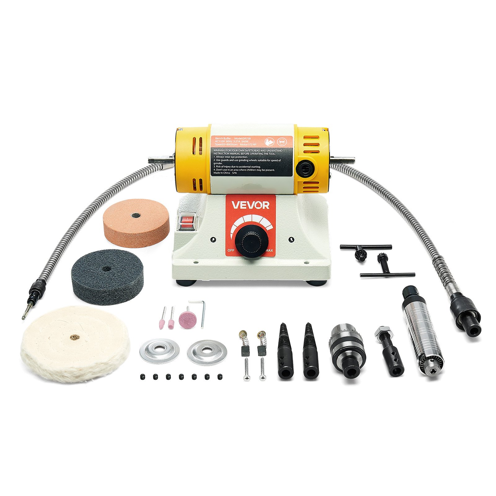 VEVOR Metal Polishing Buffing Machine — 3 Buffing Wheels