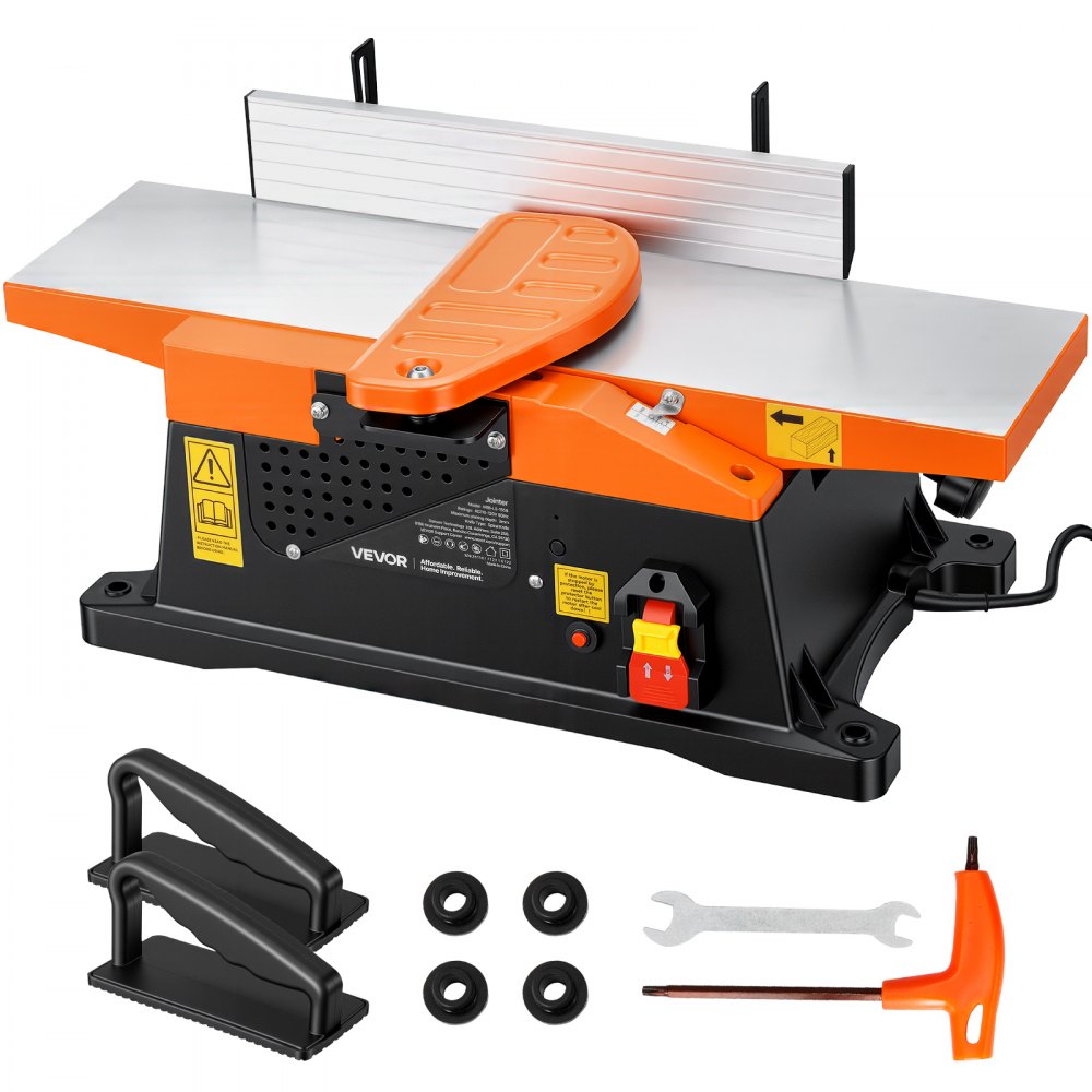 VEVOR 6 Inch Benchtop Jointer – 2000 RPM, 12-Blade Spiral