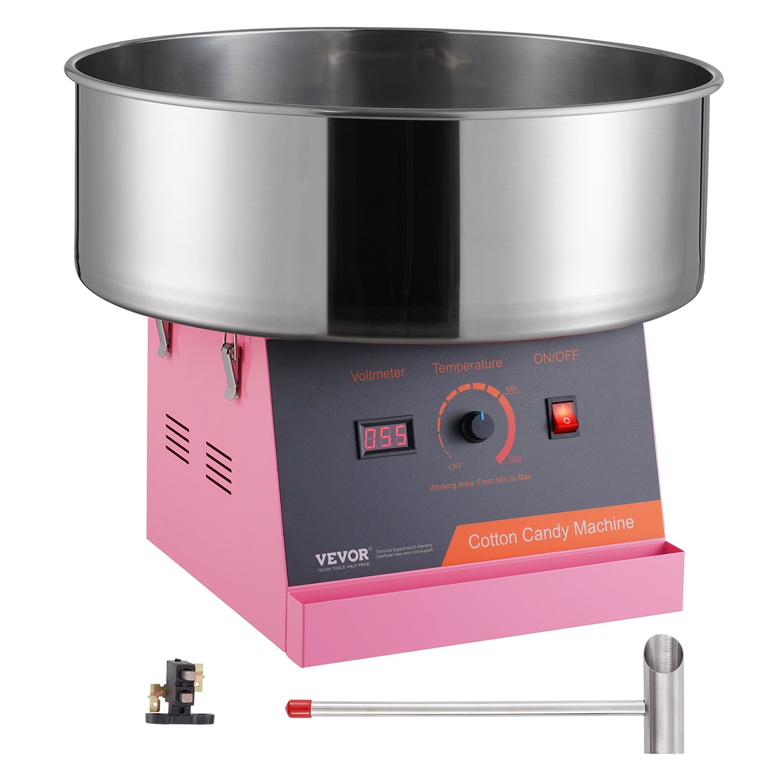 Electric Cotton Candy Machine, 1000W Commercial Cotton Candy Machine With Scoop, Stainless Steel Cotton Candy Maker For Kids Birthday Family Party, Candyfloss Making Machine (Pink