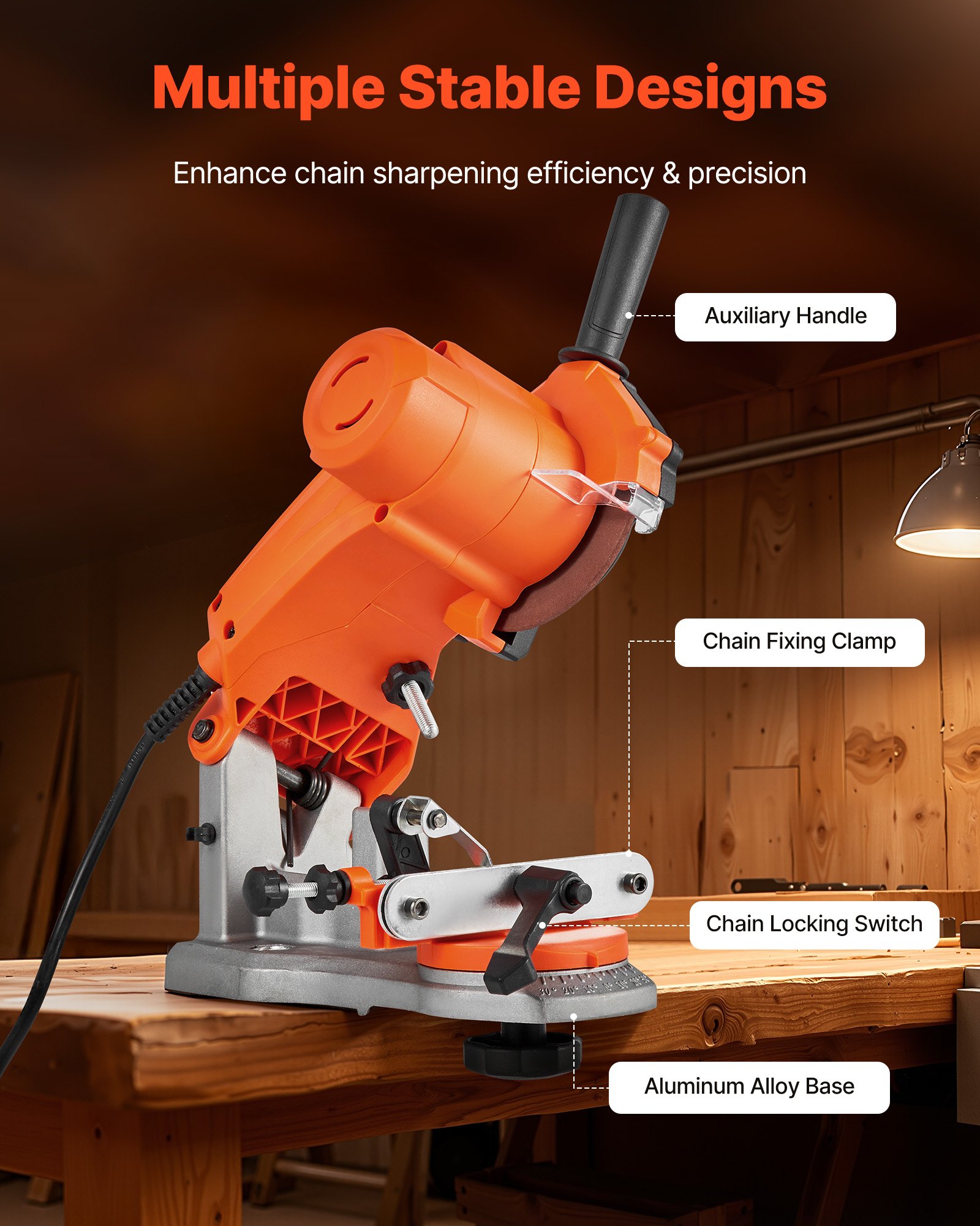 VEVOR Saw Chain Sharpening Machine - 85W, 5000RPM, 2 Wheels