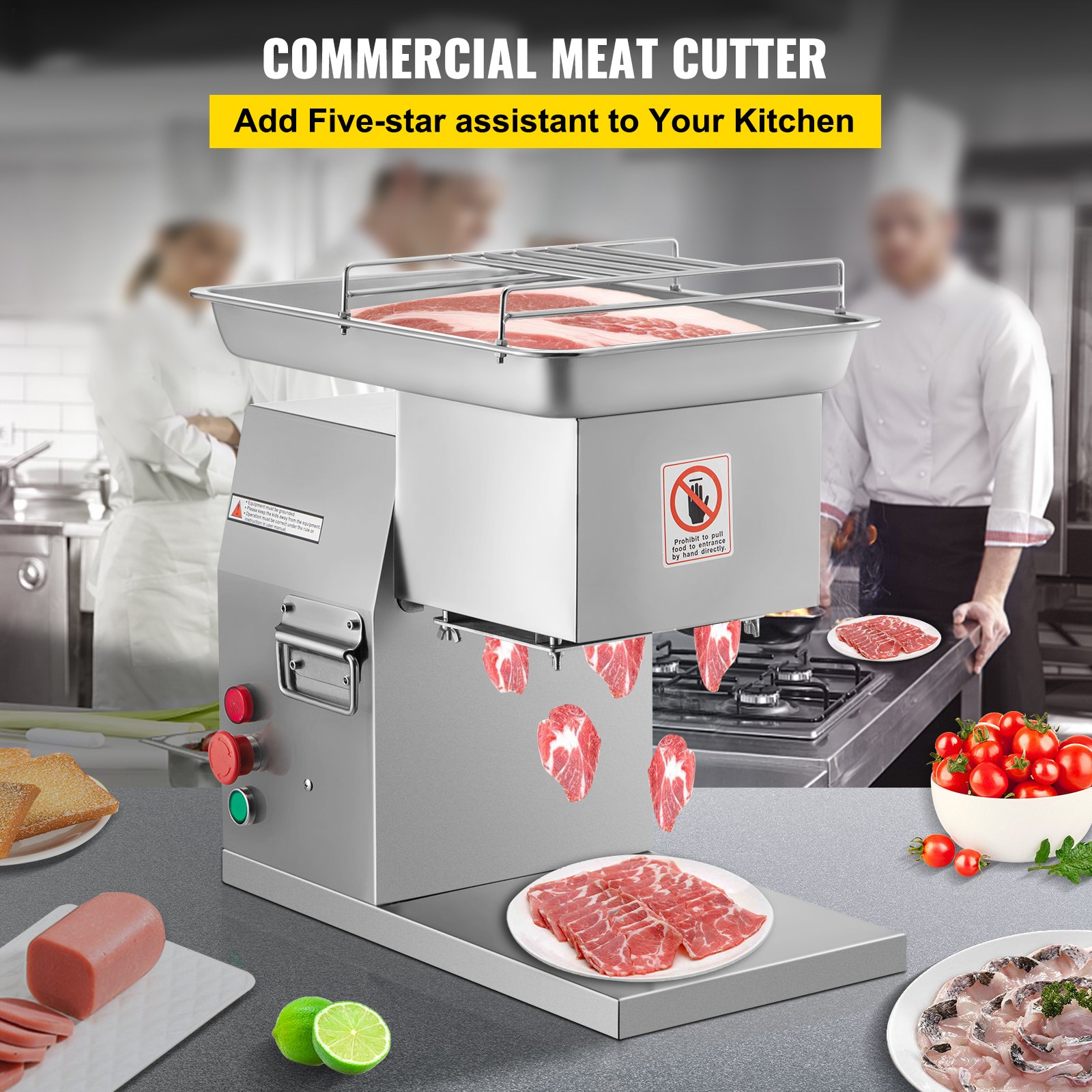 VEVOR Commercial Meat Cutter Machine 1100 LB/H 3mm Stainless Steel with ...