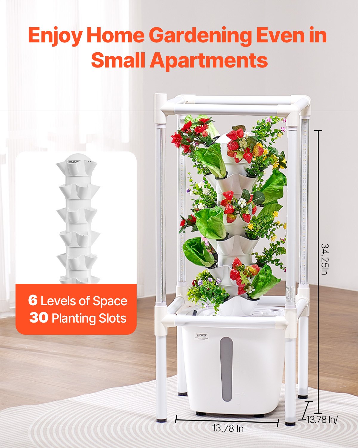 VEVOR Hydroponic Growing System with Grow Light, 30 Pods Vertical 6 ...