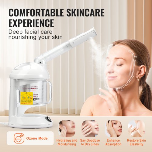 VEVOR Face and Hair Steamer – 2-in-1, 350ml Nano Ionic Spa