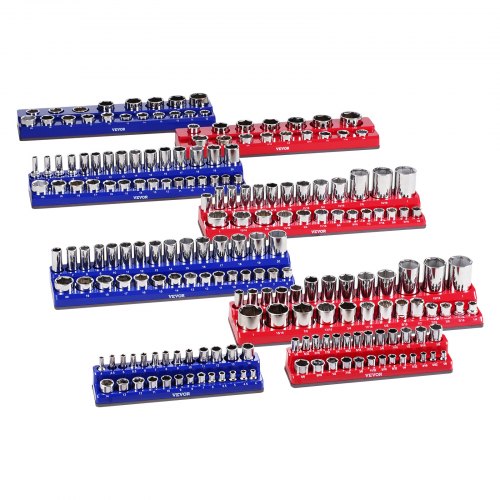 Magnetic Socket Organizer Set 8PCS Socket Trays Blue & Red