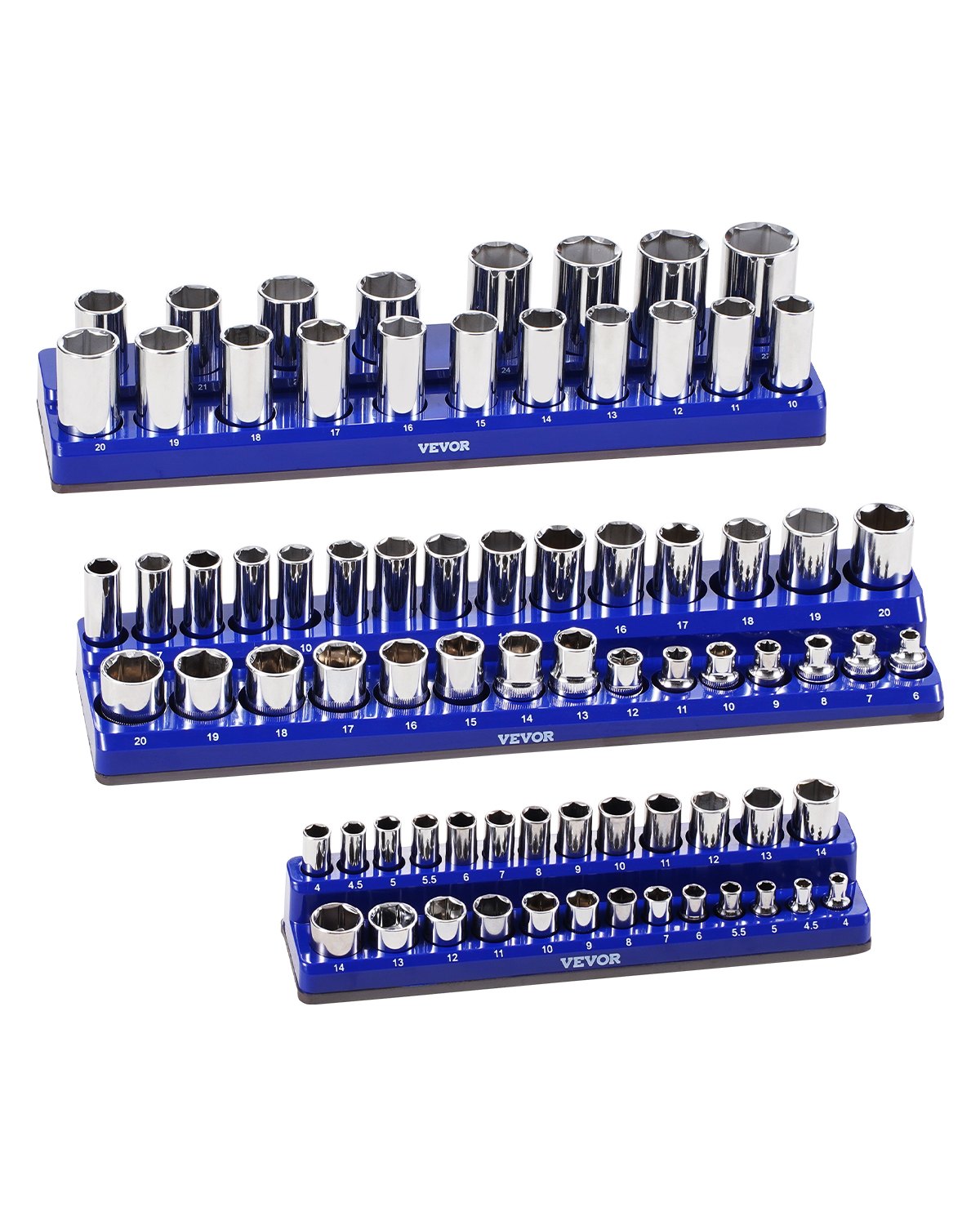 VEVOR Magnetic Socket Organizer Tray – 1/4'', 3/8'' & 1/2''