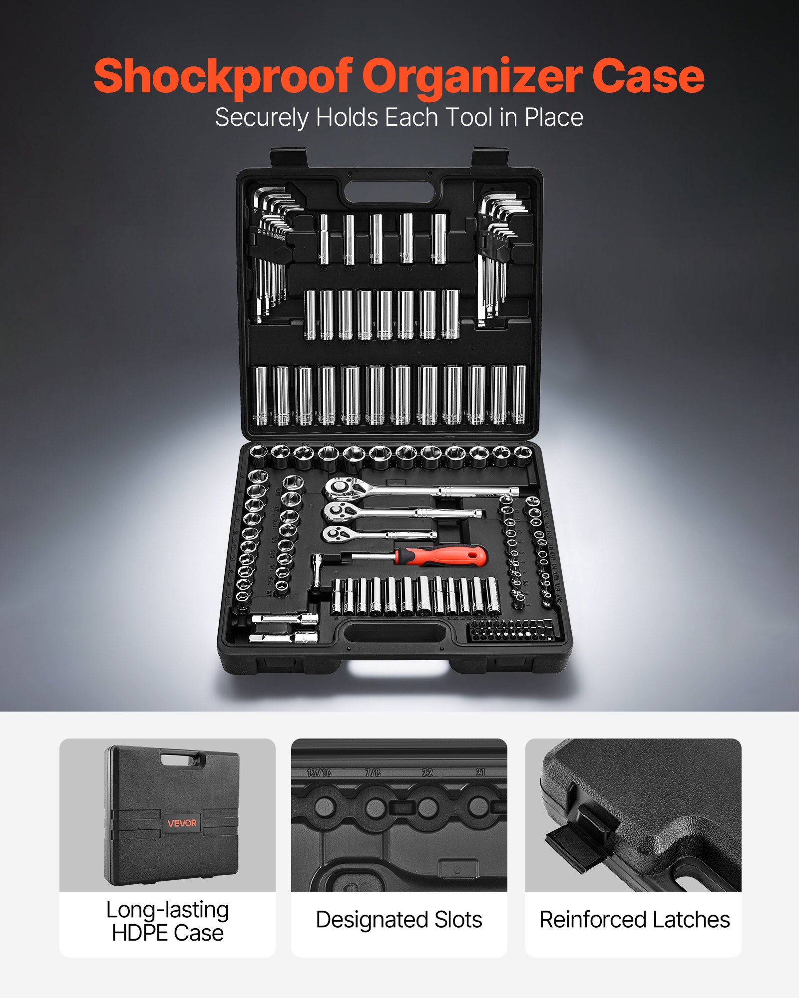 Socket Only Kit VEVOR Ratchet and Socket Set – 149pc, CR-V, 5073 IN-LB