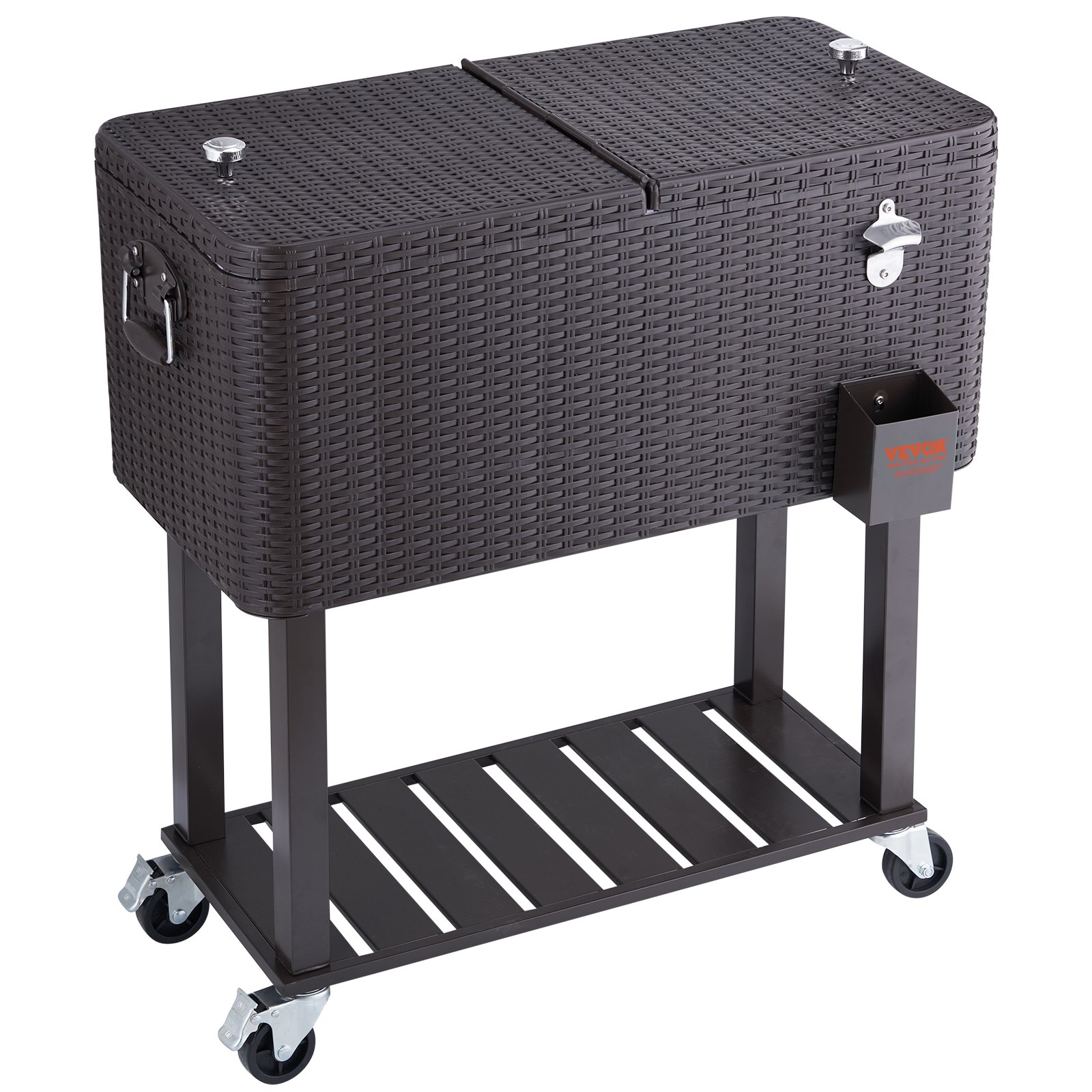 VEVOR Rolling Ice Chest Cooler Cart 80 Quart, Portable Bar Drink Cooler ...