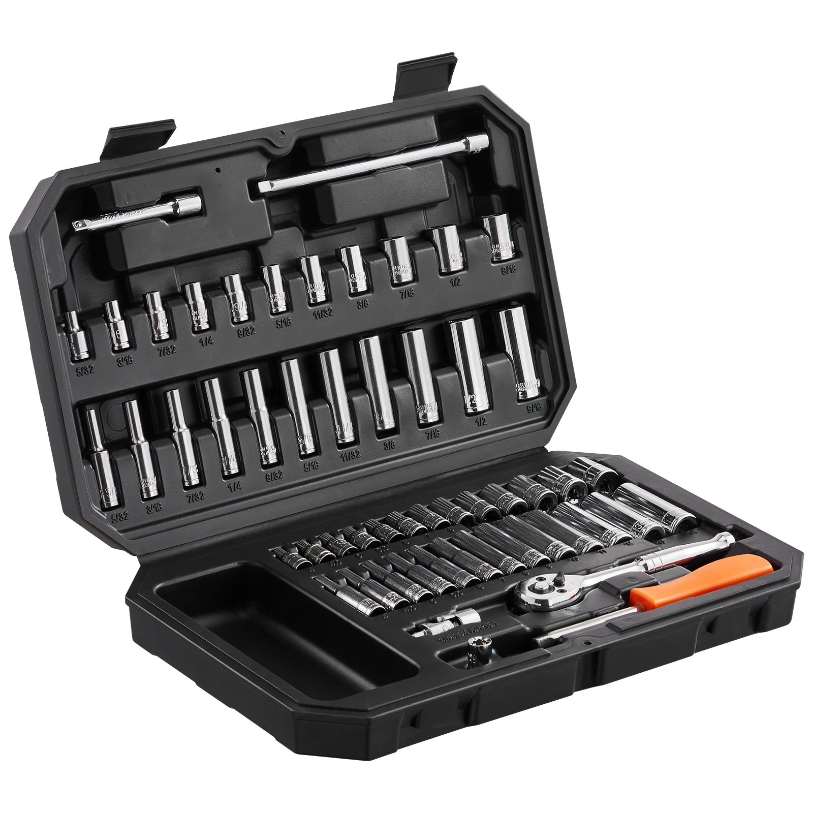 VEVOR Socket Set, 1/4 Inch Drive Socket and Ratchet Set, 6-Point Socket ...