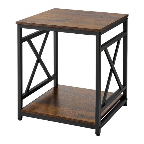 VEVOR End Table, 2-Tier Square Side Table with Open Storage