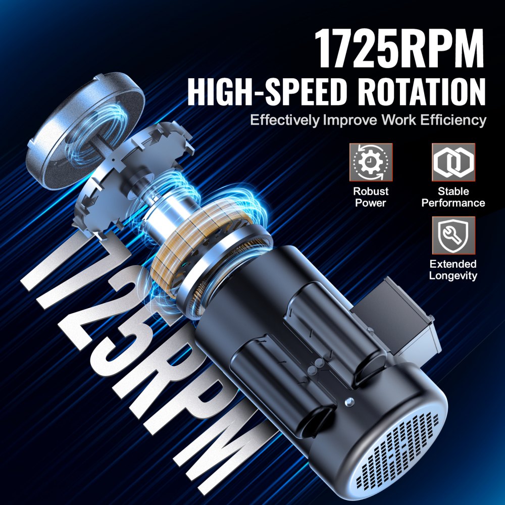 VEVOR 2HP Electric Motor 1725RPM AC115/230V 143/5T Frame 1-Phase 7/8 ...