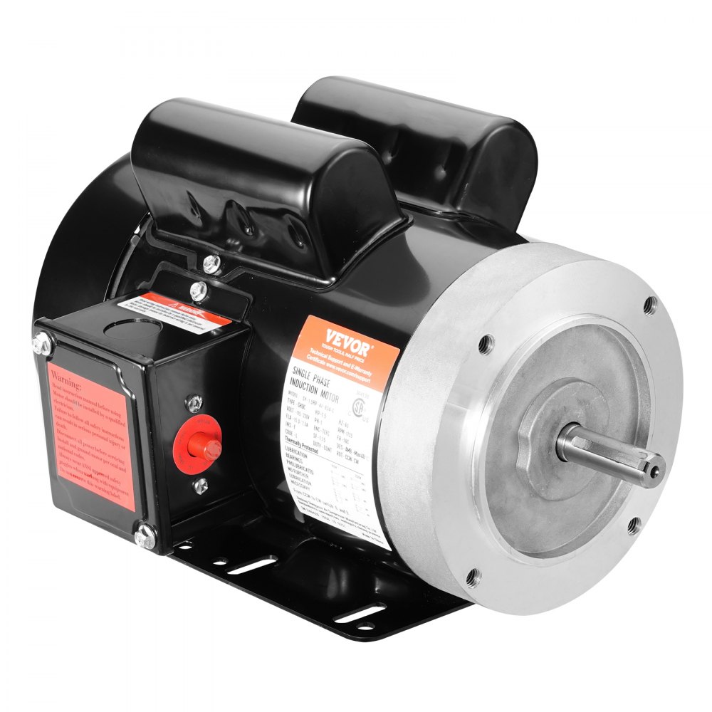 VEVOR 1.5HP Electric Motor 1725 rpm, AC 115V/230V, 56C Frame, Air ...