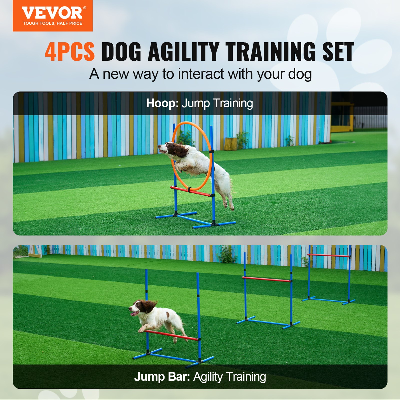 VEVOR Dog Agility Training Equipment – 4 PCS, 3 Jump Bars