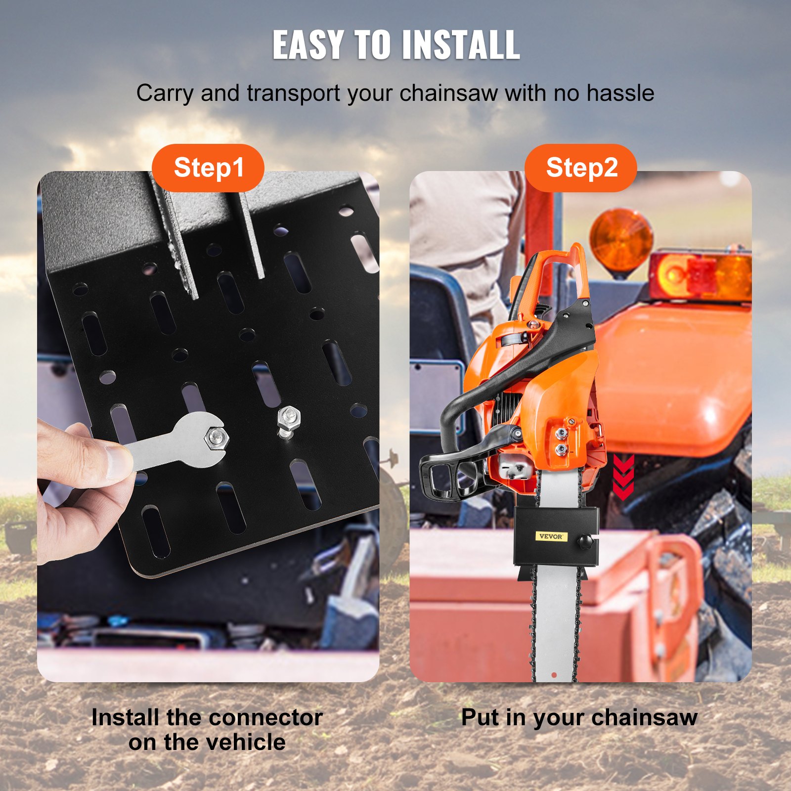 Atv Chainsaw Rack VEVOR Chainsaw Holder, Powder Coated Steel Chainsaw Carrier, Tool Mount ...