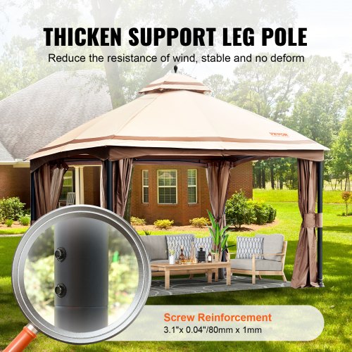 VEVOR Patio Gazebo for 10-12 Person, 10 x 13 FT Backyard