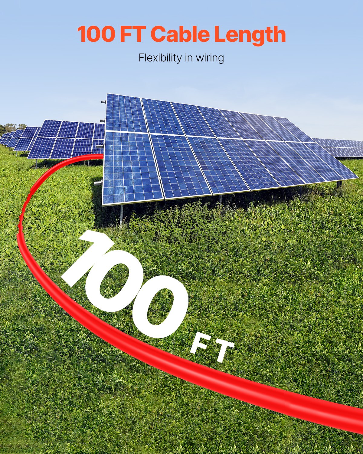 VEVOR 100FT Solar Panel Extension Cable, 10AWG Solar Extension Cable ...