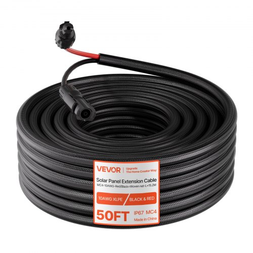 VEVOR 50FT Solar Panel Extension Cable, 10 AWG, Solar Panel Wire