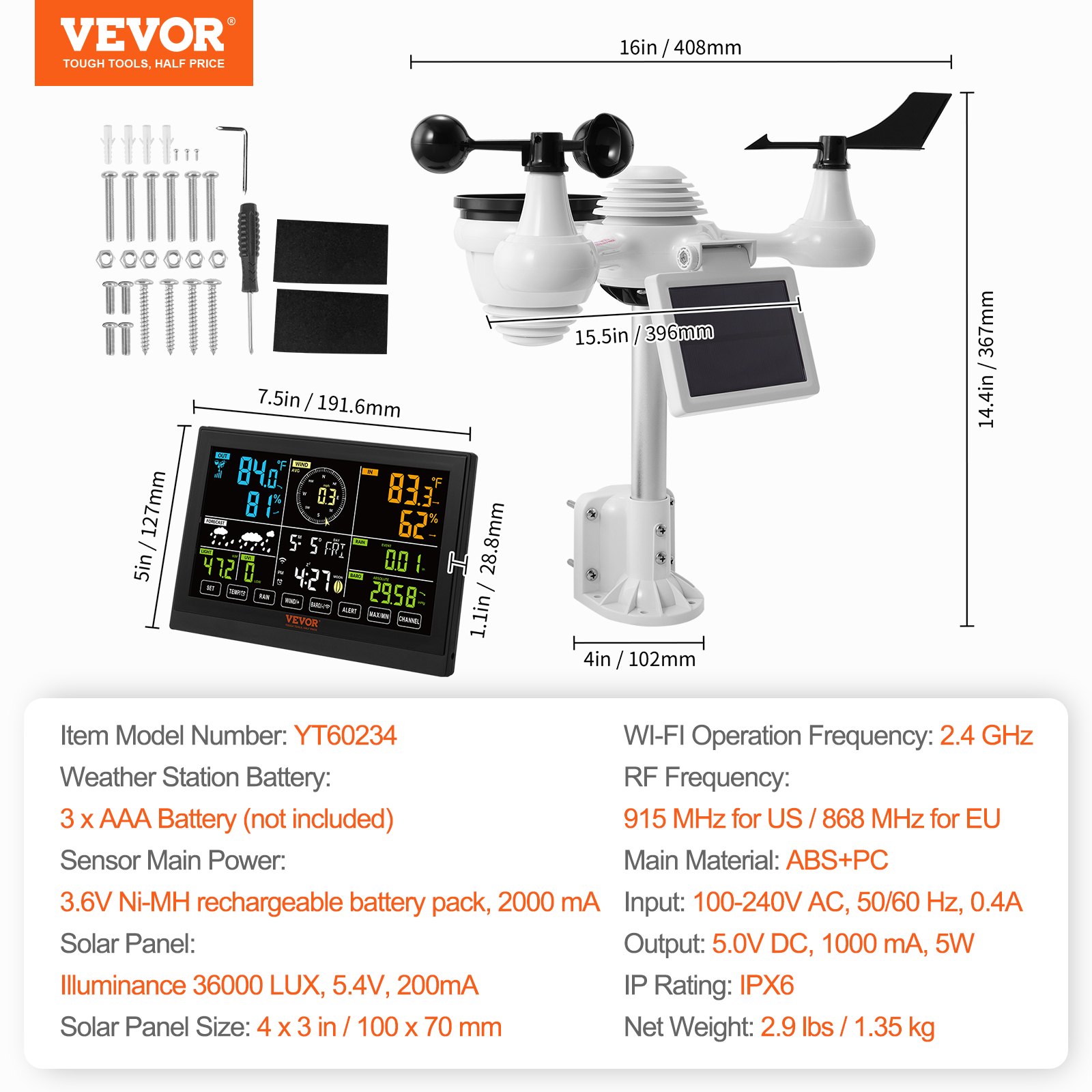 VEVOR VEVOR 7 in 1 Wi Fi Weather Station 7 5 In Color Display Home vevor-vevor-7-in-1-wi-fi-weather-station-7-5-in-color-display-home