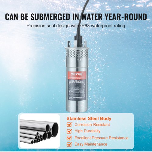 Pompe Submersible Puits Profond 12V DC - Alimentation Solaire Ou Batterie, Générique, Neuf