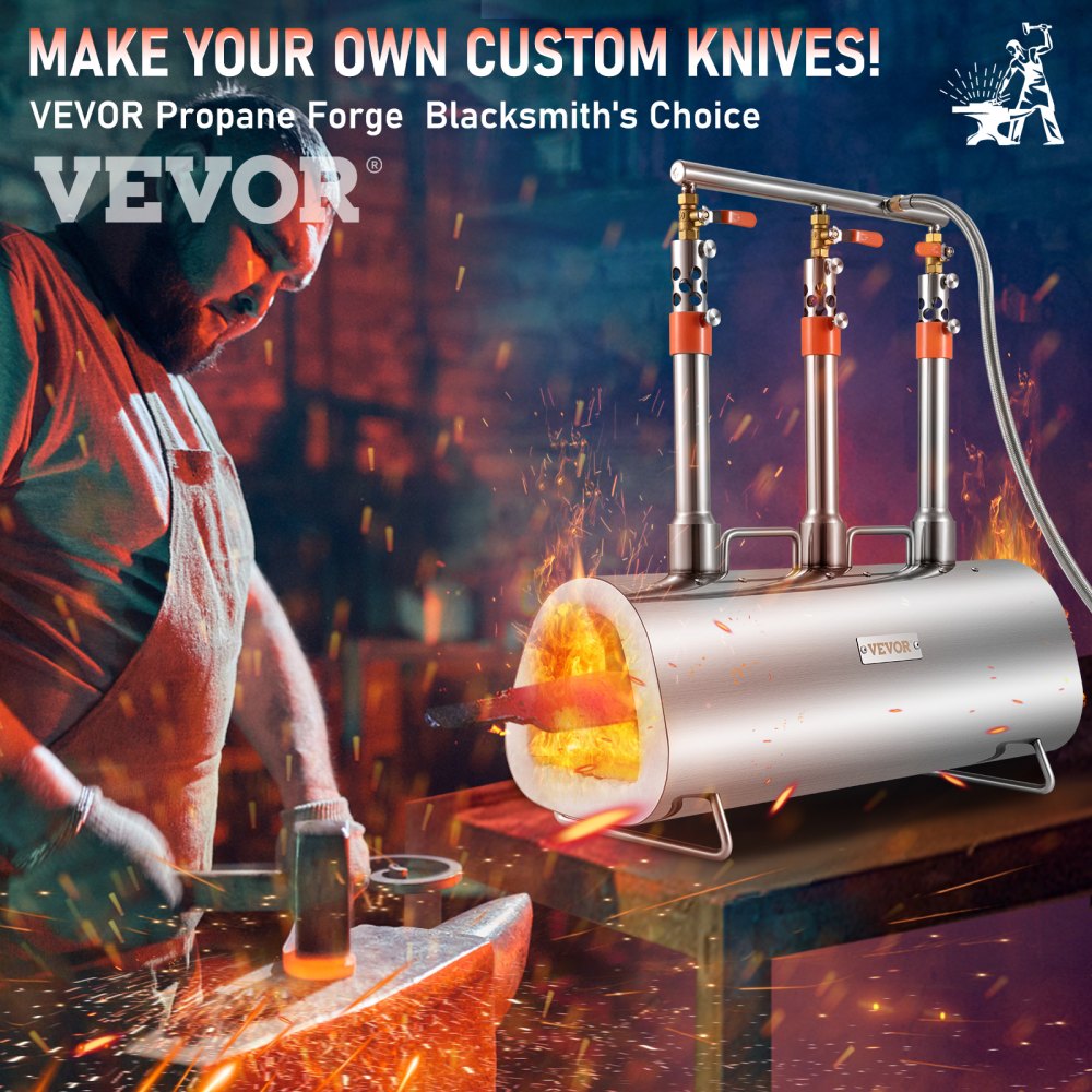 VEVOR Propane Forge Portable, Triple Burner Tool and Knife Making ...