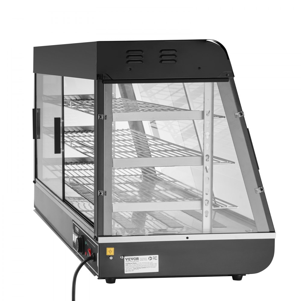 3patrový komerční ohřívač jídla, 1500W ohřívač jídla s osvětlením, nastavitelná police a displej teploty, ohřev párou 30℃~85℃, 180L na hamburgery, pizzu, chléb, smažené kuře - miniatura 11