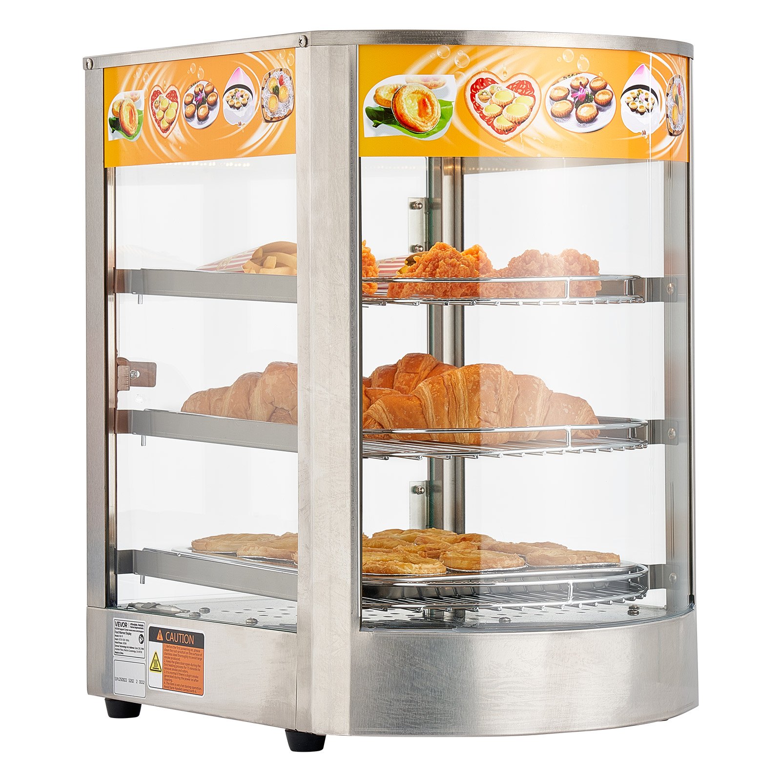 VEVOR Food Display Showcase Warmer – 800W, 3-Tier, 60L