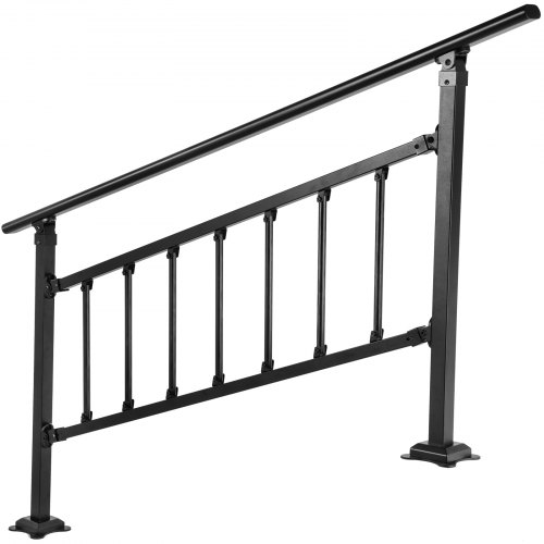 VEVOR Outdoor Stair Railing, Fits for 1-5 Steps Transitional Wrought ...