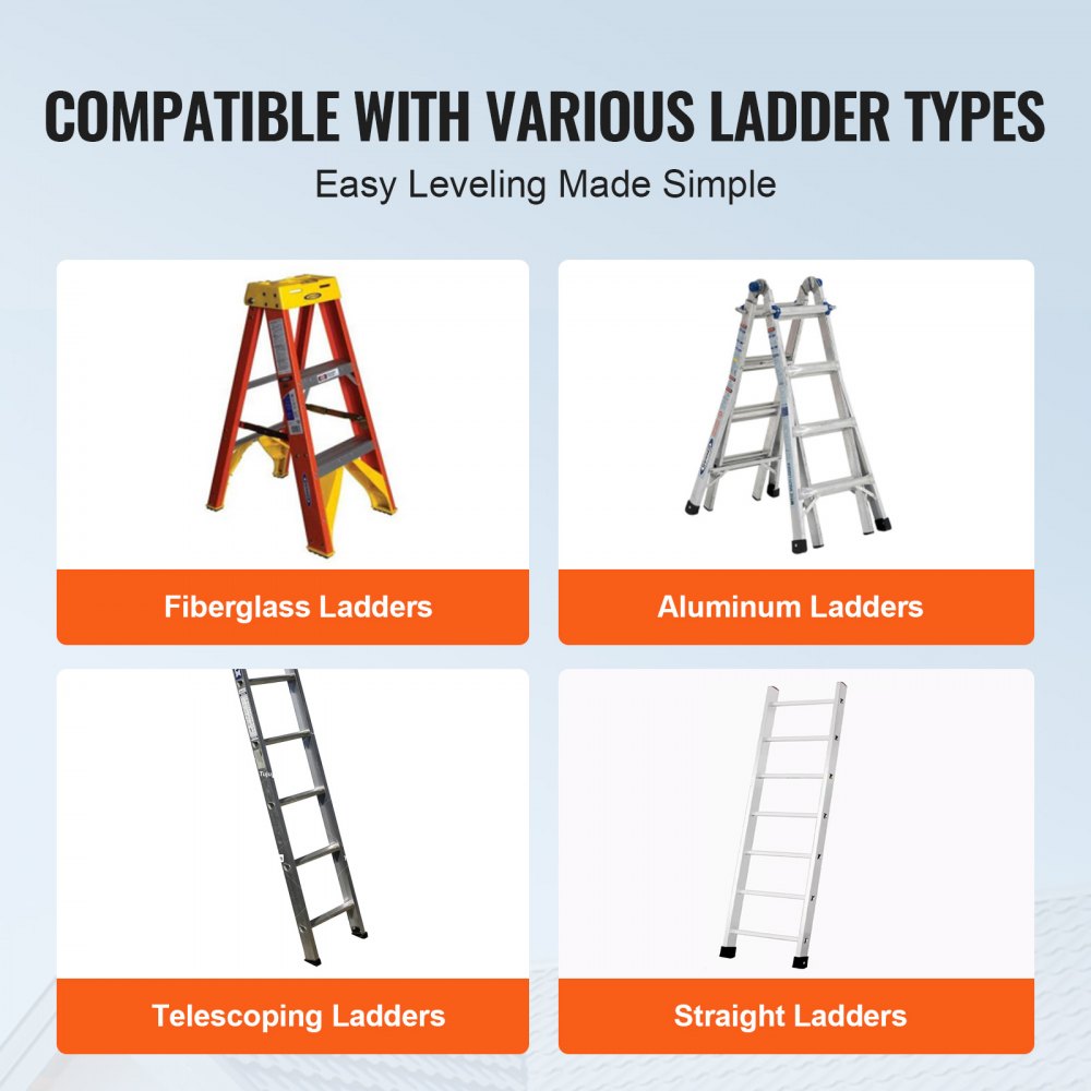 Variable Size Ladder VEVOR Ladder Levler, 11.4 inch Expansion Length Steel Ladder Leveling ...