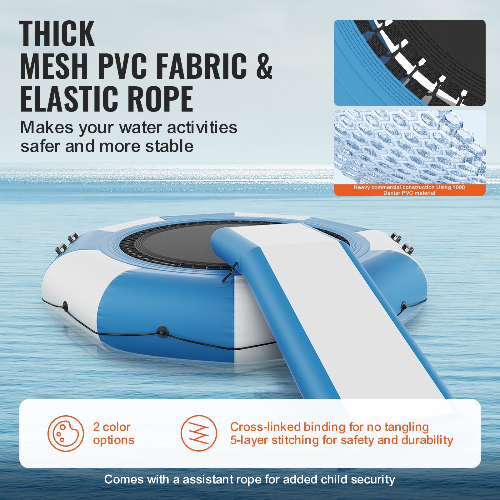 VEVOR Inflatable Water Bouncer, 10ft Recreational Water Trampoline ...