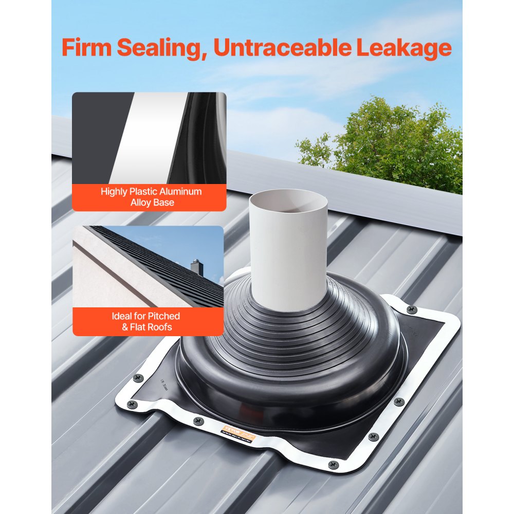 VEVOR 2 Pcs Roof Pipe Flashing Boots, Fits Pipe OD 170 mm to 355 mm ...