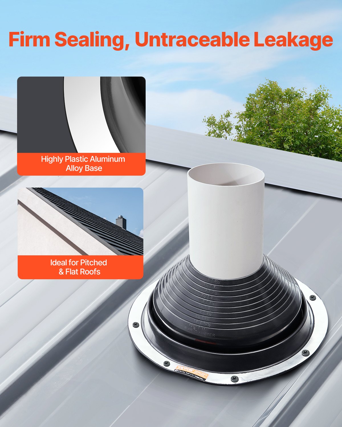 VEVOR 2 Pcs Roof Pipe Flashing Boots, Fit Pipe OD 6