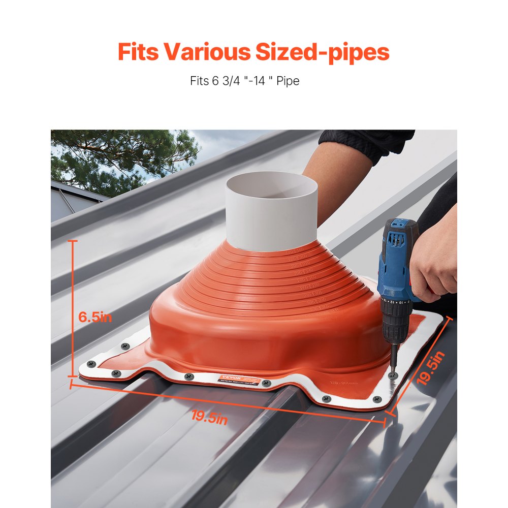 VEVOR 2Pcs Roof Pipe Flashing Boots, Fit Pipe OD 6-3/4