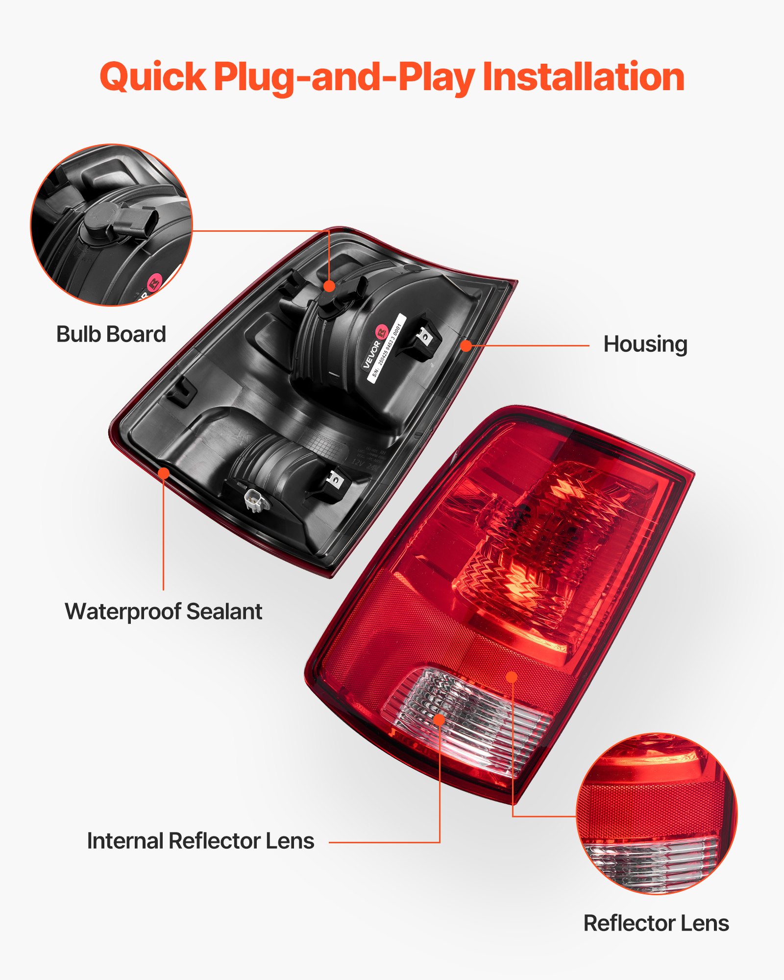 VEVOR Rear Tail Light Assembly — Dodge Ram 1500 2500 3500