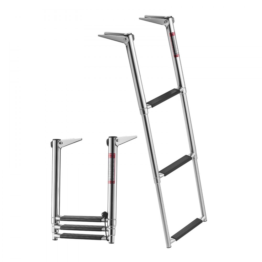 VEVOR Boat Ladder, 3 Steps, Stainless Steel Telescoping Folding Swim ...