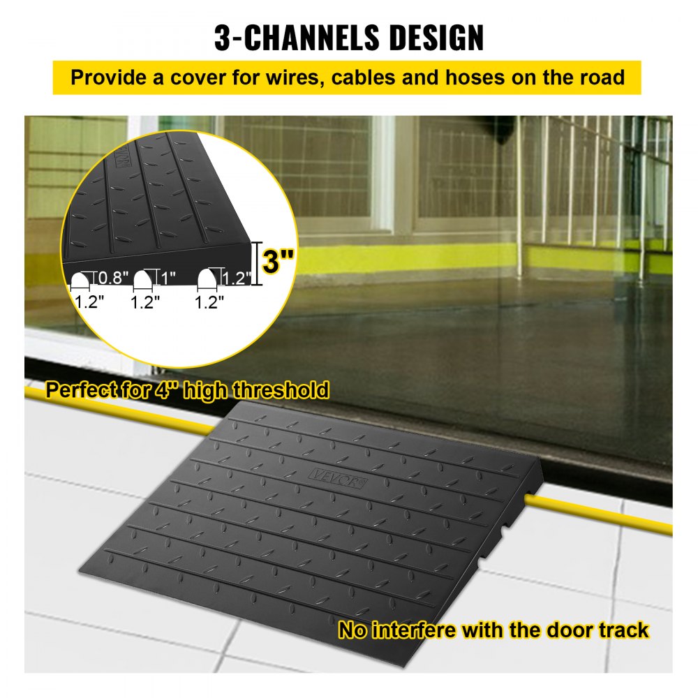 VEVOR Rubber Threshold Ramp, 7.62 cm Rise Threshold Ramp Doorway, 3 ...