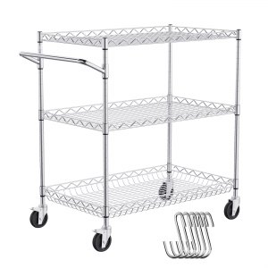 Chariot De Service 3 étages En Inox - Avec Roulettes Et Freins - 75x40x83 Cm - Idéal Cuisine, Restaurant, Bureau - 5