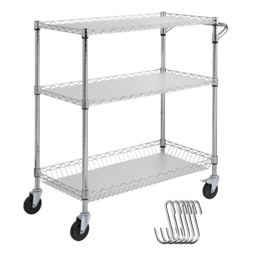 VEVOR 3-Tier Utility Cart Rolling Cart on Wheels 35