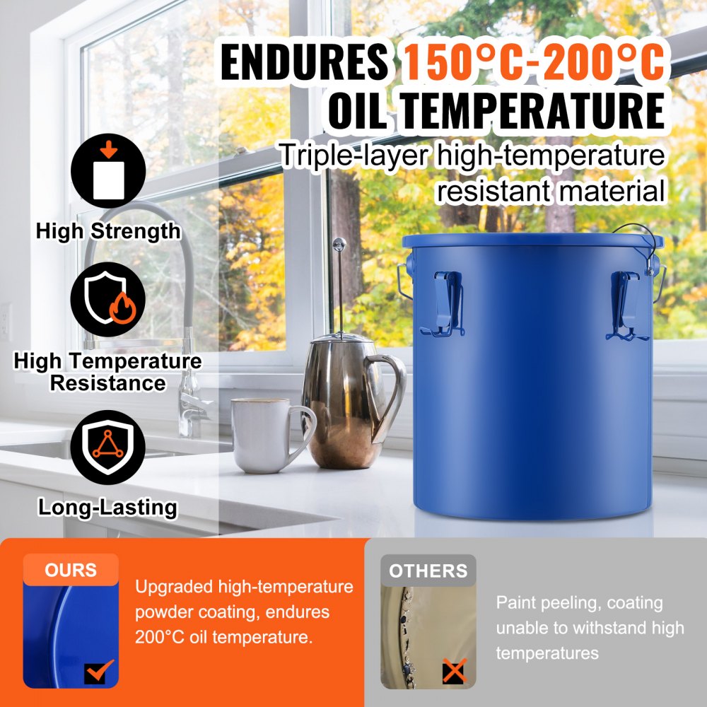 VEVOR Fryer Grease Bucket, 6 Gal Oil Disposal Caddy Carbon Steel Fryer ...