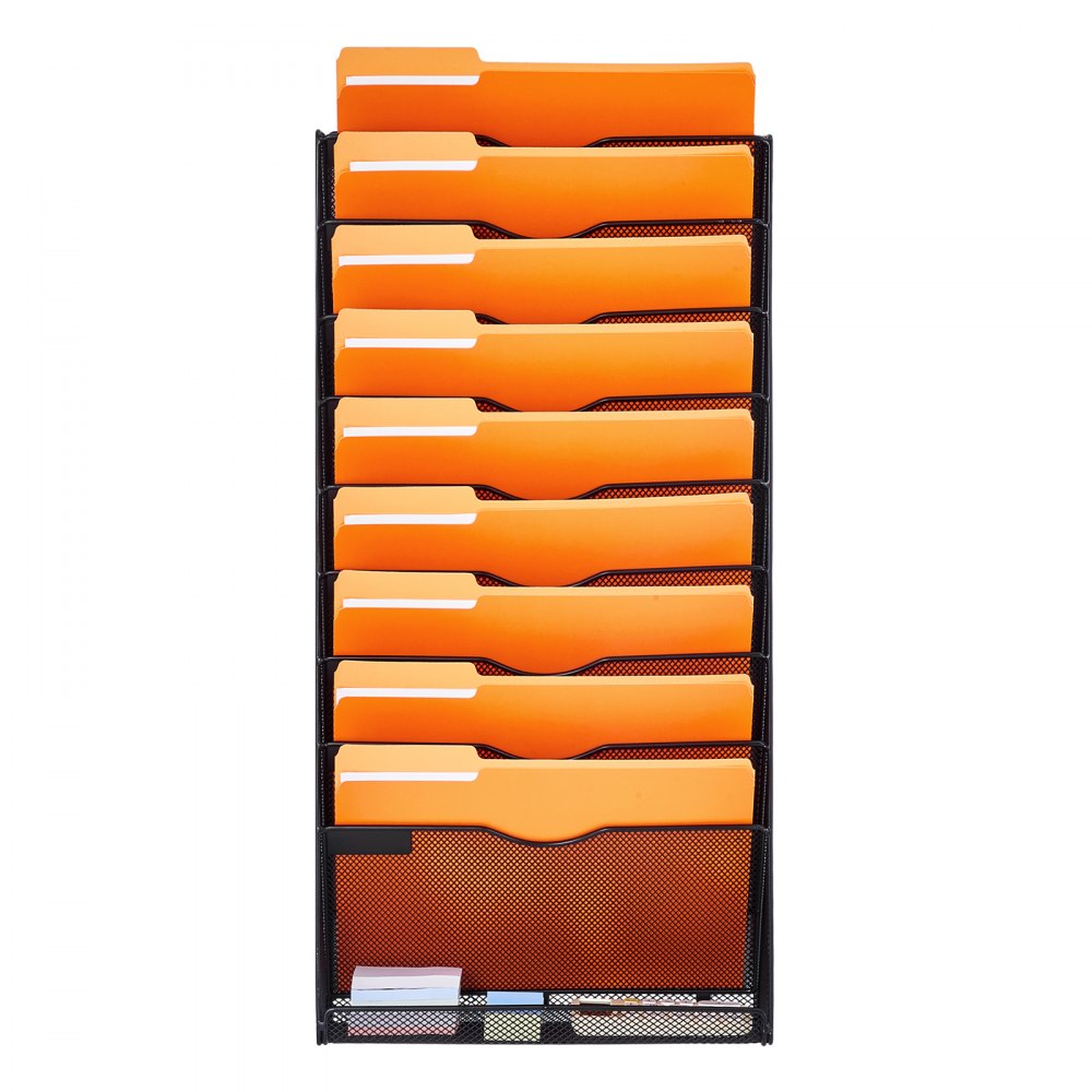 VEVOR File Wall Rack, One-Piece 10 Pockets Mesh Wall File Holder, Wall ...