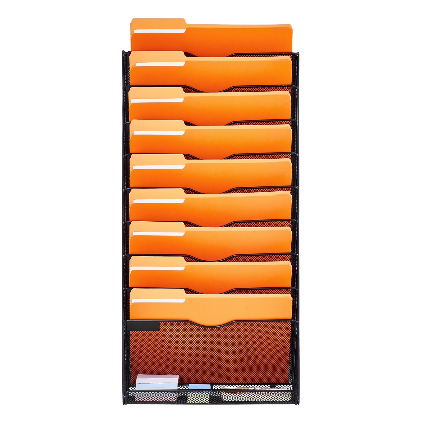 VEVOR File Wall Rack, One-Piece 10 Pockets Mesh Wall File Holder, Wall ...
