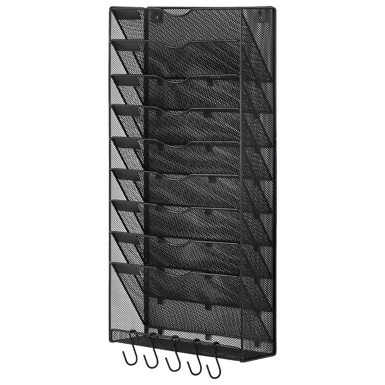 VEVOR File Wall Rack, One-Piece 10 Pockets Mesh Wall File Holder, Wall ...
