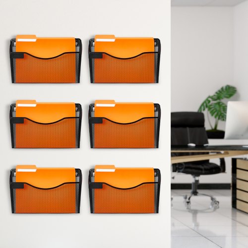 VEVOR Hanging Wall Files Organizer, 6 Pack Single Pocket Mesh Wall File ...