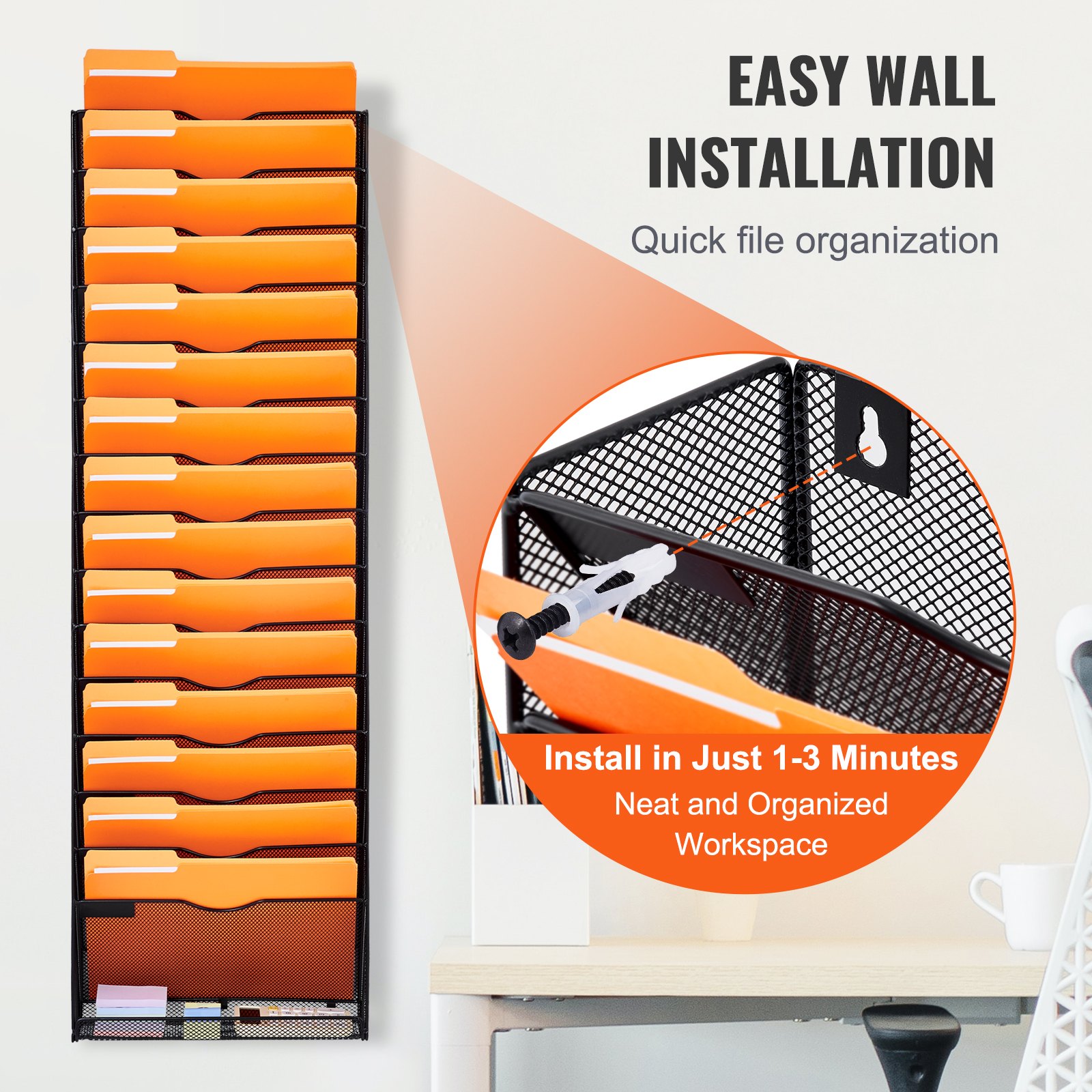Switch File Wall VEVOR Wall Mount File Organizer — 16 Pockets for Office