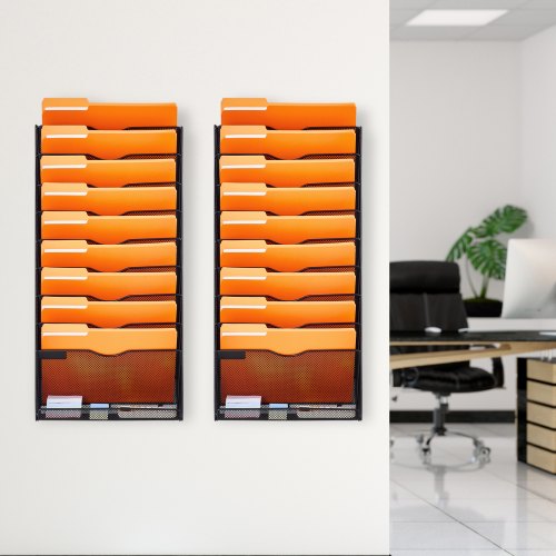 VEVOR File Wall Rack Mesh Wall File Holder 2-Piece 10 Pockets for ...