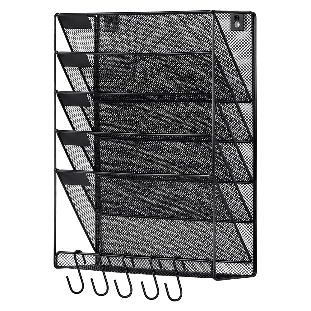 VEVOR File Wall Rack, One-Piece 6 Pockets Mesh Wall File Holder, Wall ...
