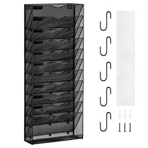 VEVOR File Wall Rack, One-Piece 12 Pockets Mesh Wall File Holder, Wall ...