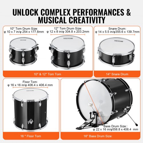 VEVOR Adult Drum Set, 5-Piece, 22 inches Complete Full Size Drum
