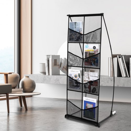 Portable Magazine VEVOR Brochure Display Stand, 4-Tier 8 Pockets Mesh Literature Display ...