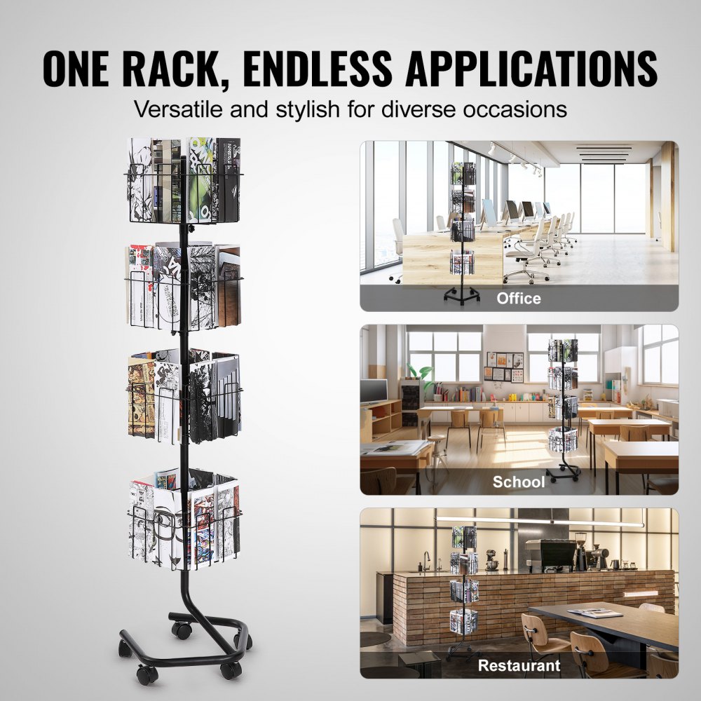 Used Brochure Display Racks VEVOR Brochure Display Rack, 4-Tier 32 Pockets Rotating Magazine ...