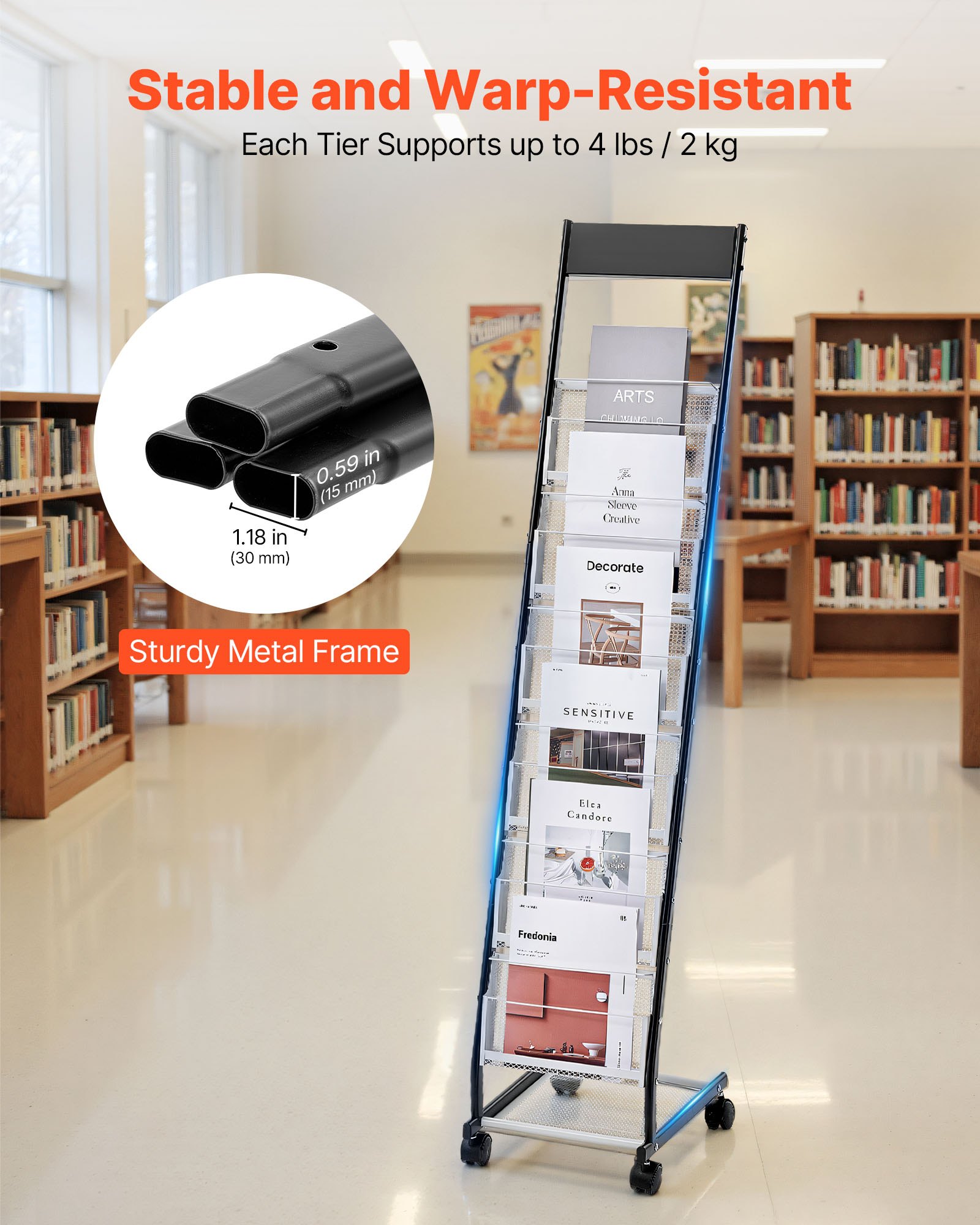 VEVOR Display Racks for Magazines – 6-Tier, 4 lbs/2 Kg